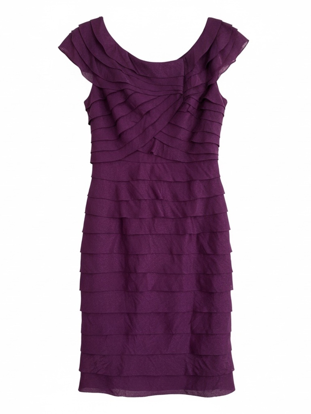 London Times Purple Tiered Scoop Neck Midi Dress